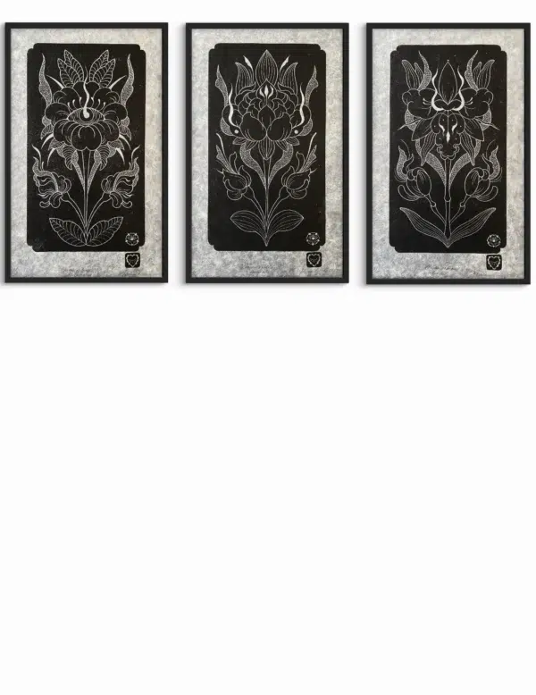Wise Girls-Black-Traditional black ink on washi pape-Product Image